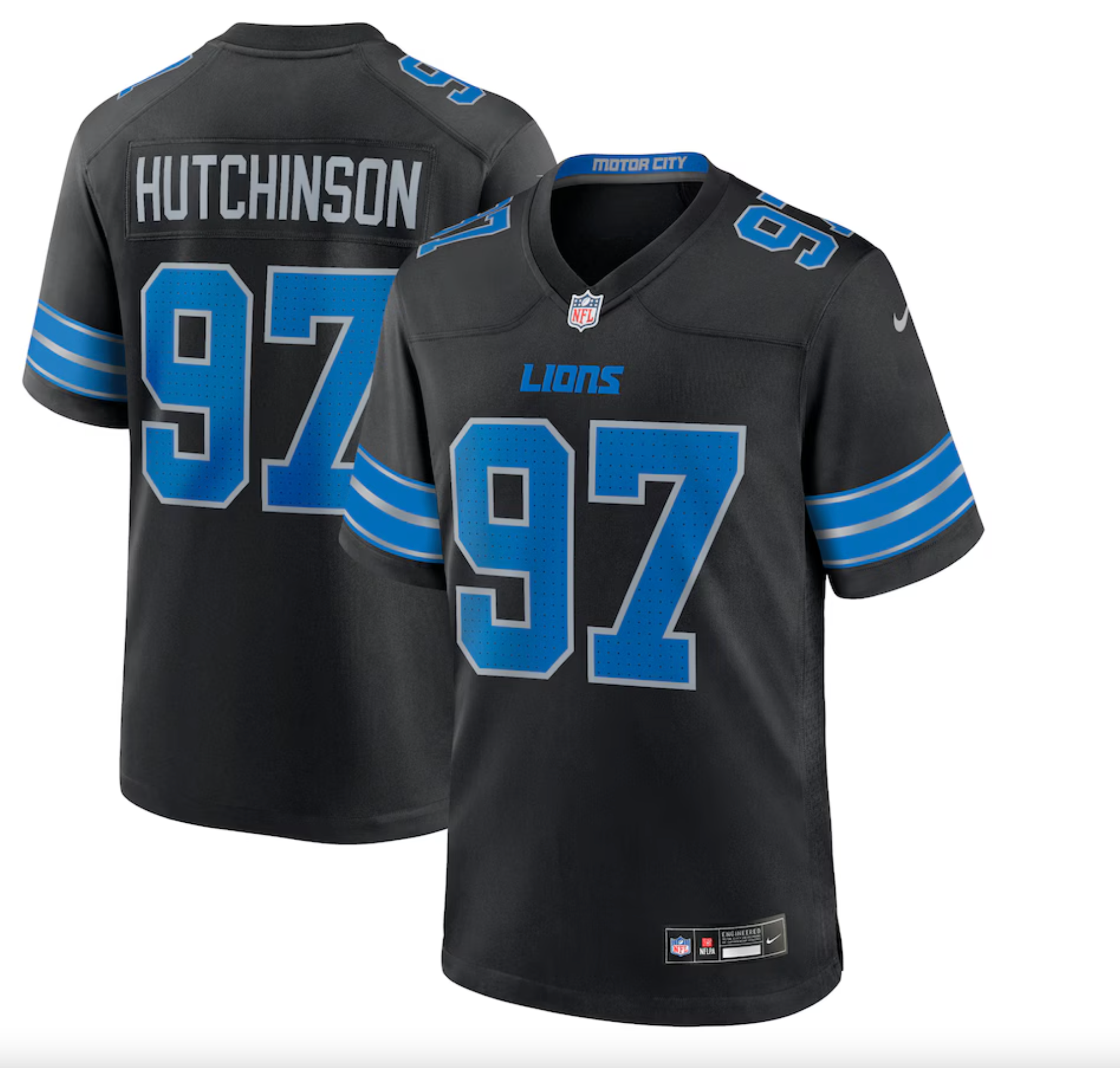Men's Detroit Lions Aidan Hutchinson Nike Black 2nd Alternate Game Jersey