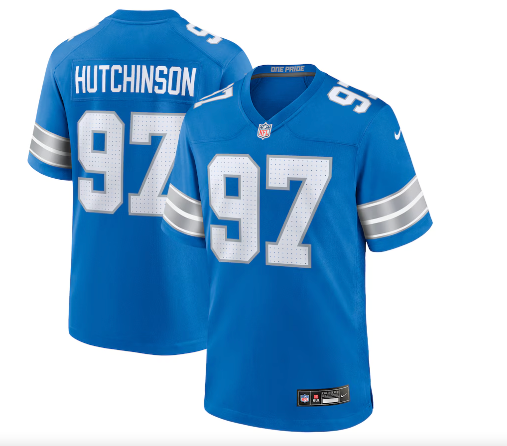Men's Detroit Lions Aidan Hutchinson Nike Blue Game Jersey