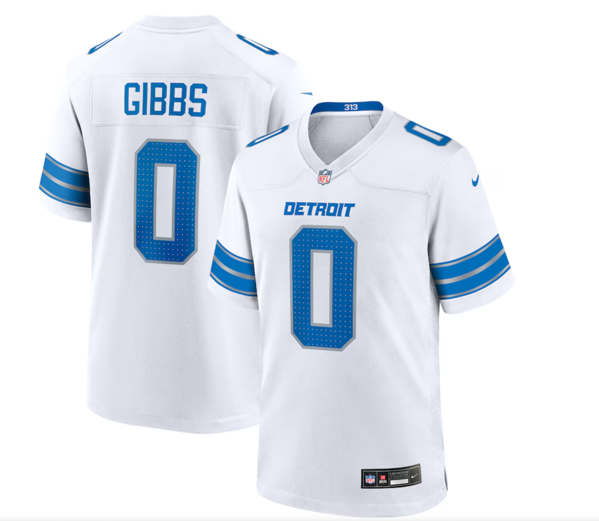 Men's Detroit Lions Jahmyr Gibbs Nike White Game Player Jersey