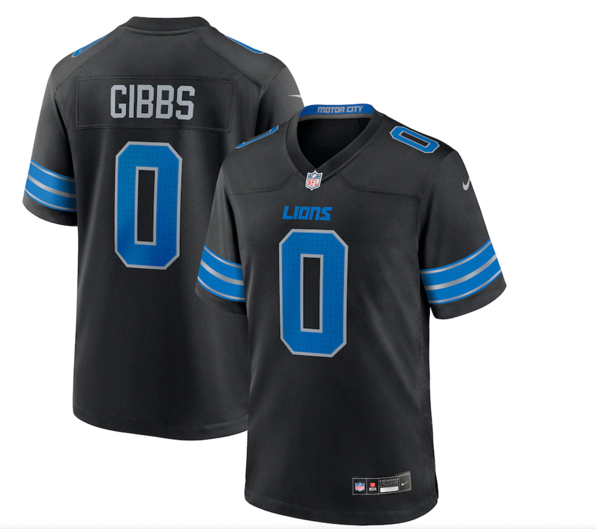 Men's Detroit Lions Jahmyr Gibbs Nike Black 2nd Alternate Game Player Jersey