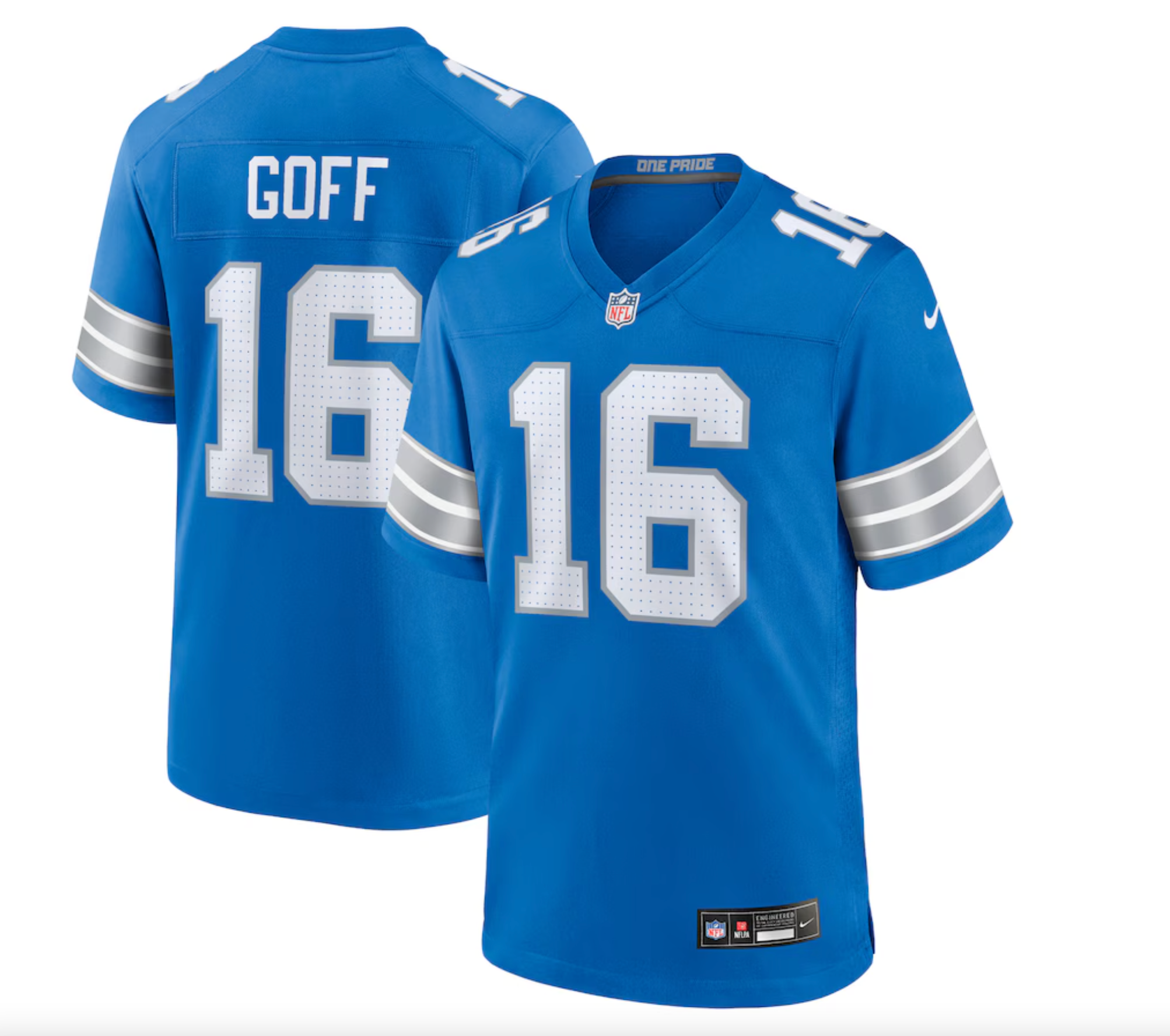 Men's Detroit Lions Jared Goff Nike Blue Game Jersey