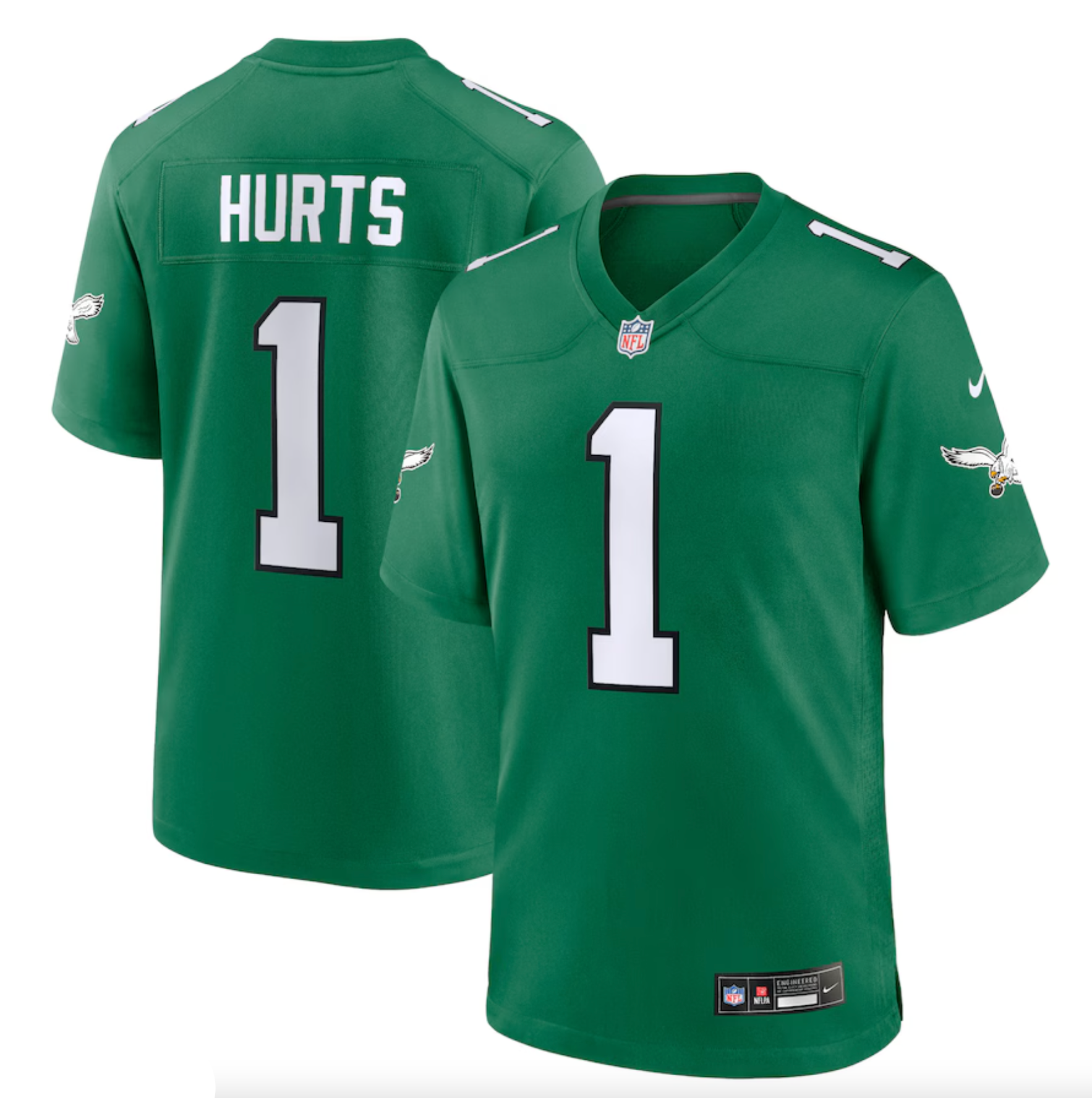 Men's Philadelphia Eagles Jalen Hurts Nike Kelly Green Alternate Game Player Jersey