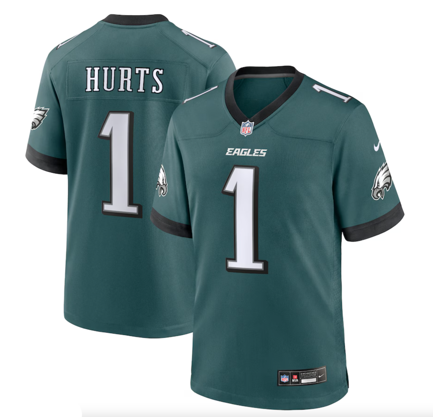 Men's Philadelphia Eagles Jalen Hurts Nike Midnight Green Team Game Jersey