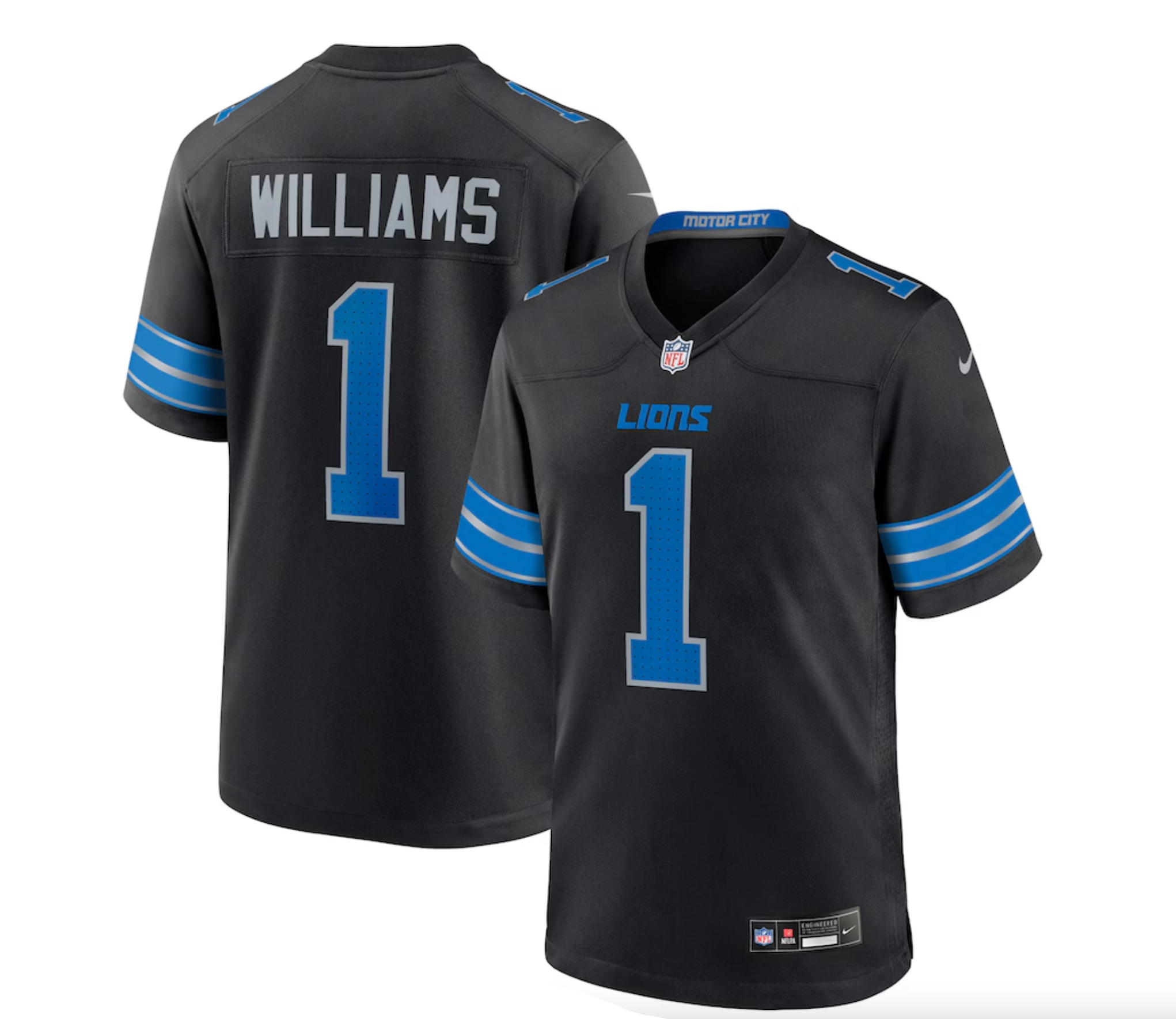 Men's Detroit Lions Jameson Williams Nike Black Alternate Game Player Jersey