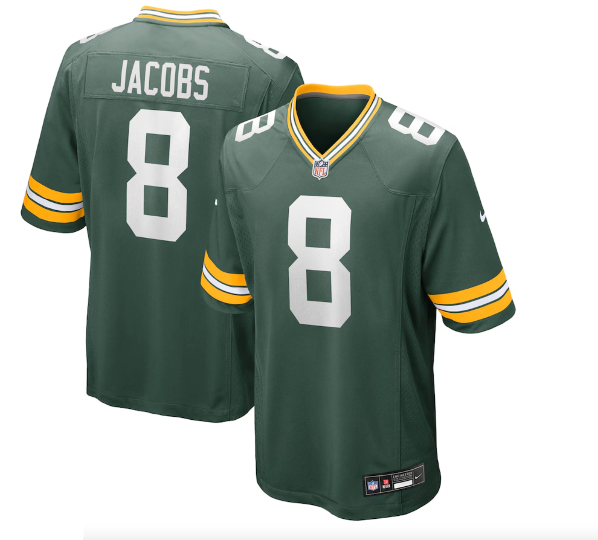 Men's Green Bay Packers Josh Jacobs Nike Green Team Game Jersey