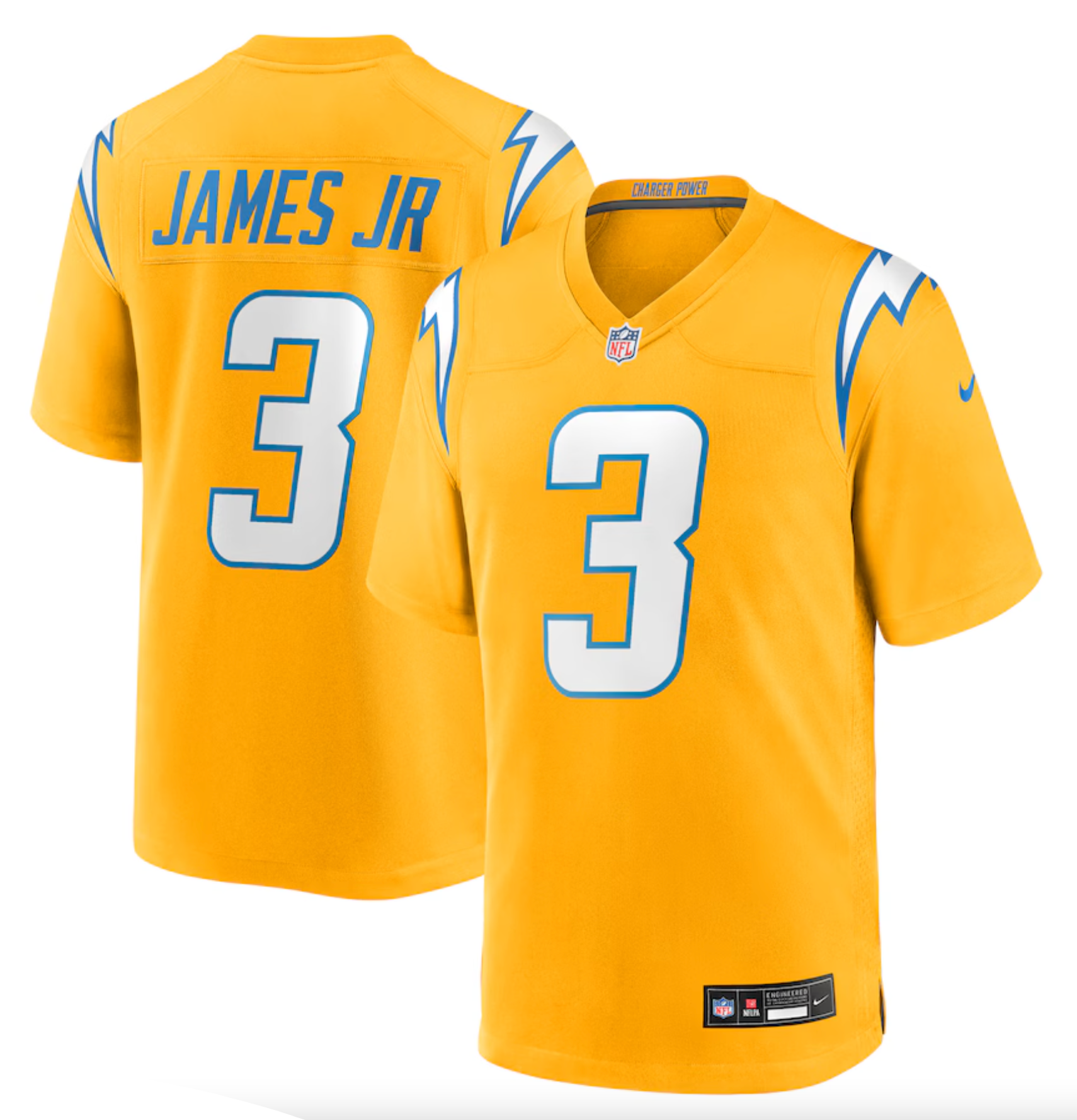 Men's Los Angeles Chargers Derwin James Jr. Nike Gold Alternate Charger Power Game Player Jersey