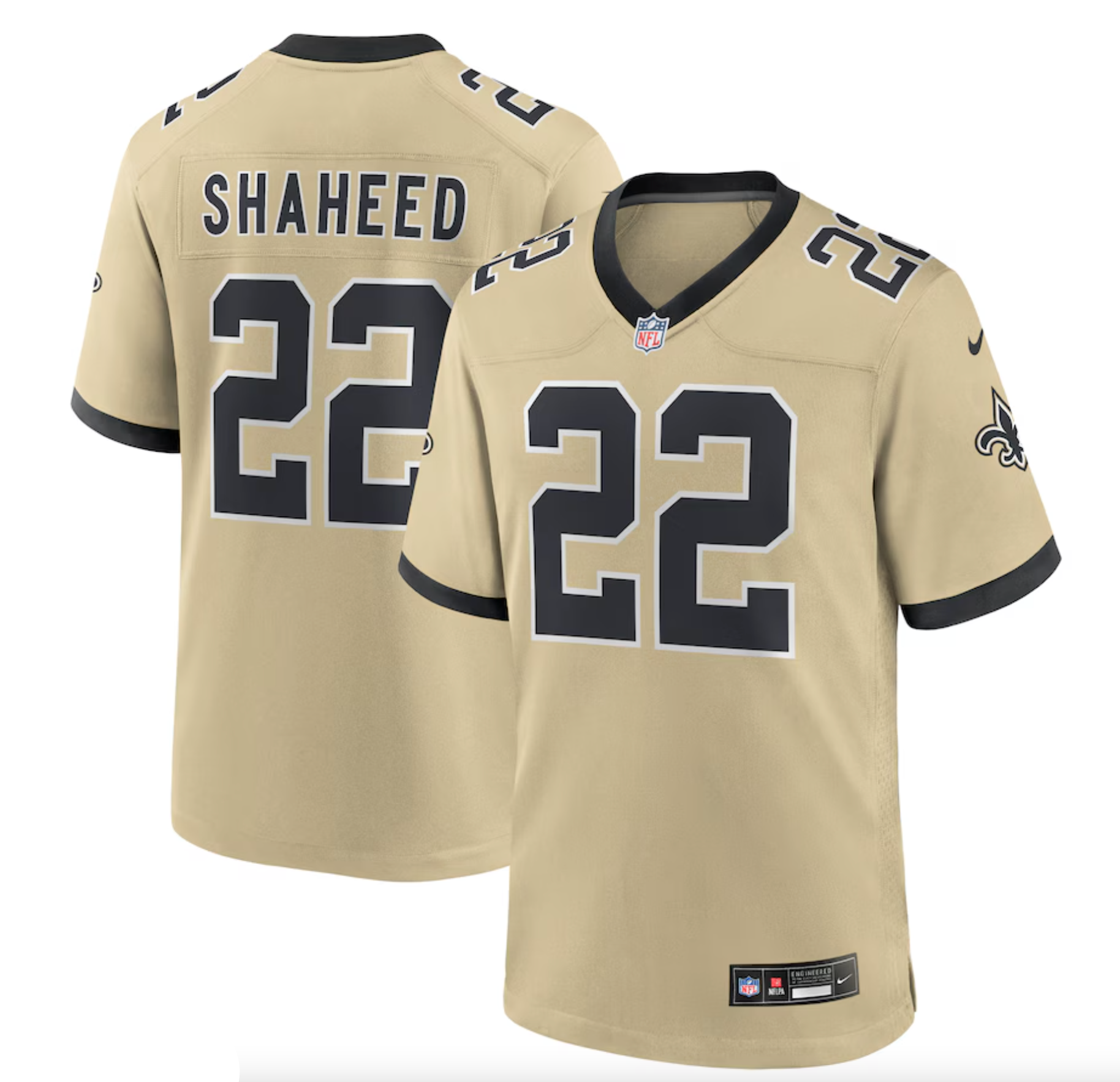 Men's New Orleans Saints Rashid Shaheed Nike Gold Gameday Golds Alternate Game Player Jersey