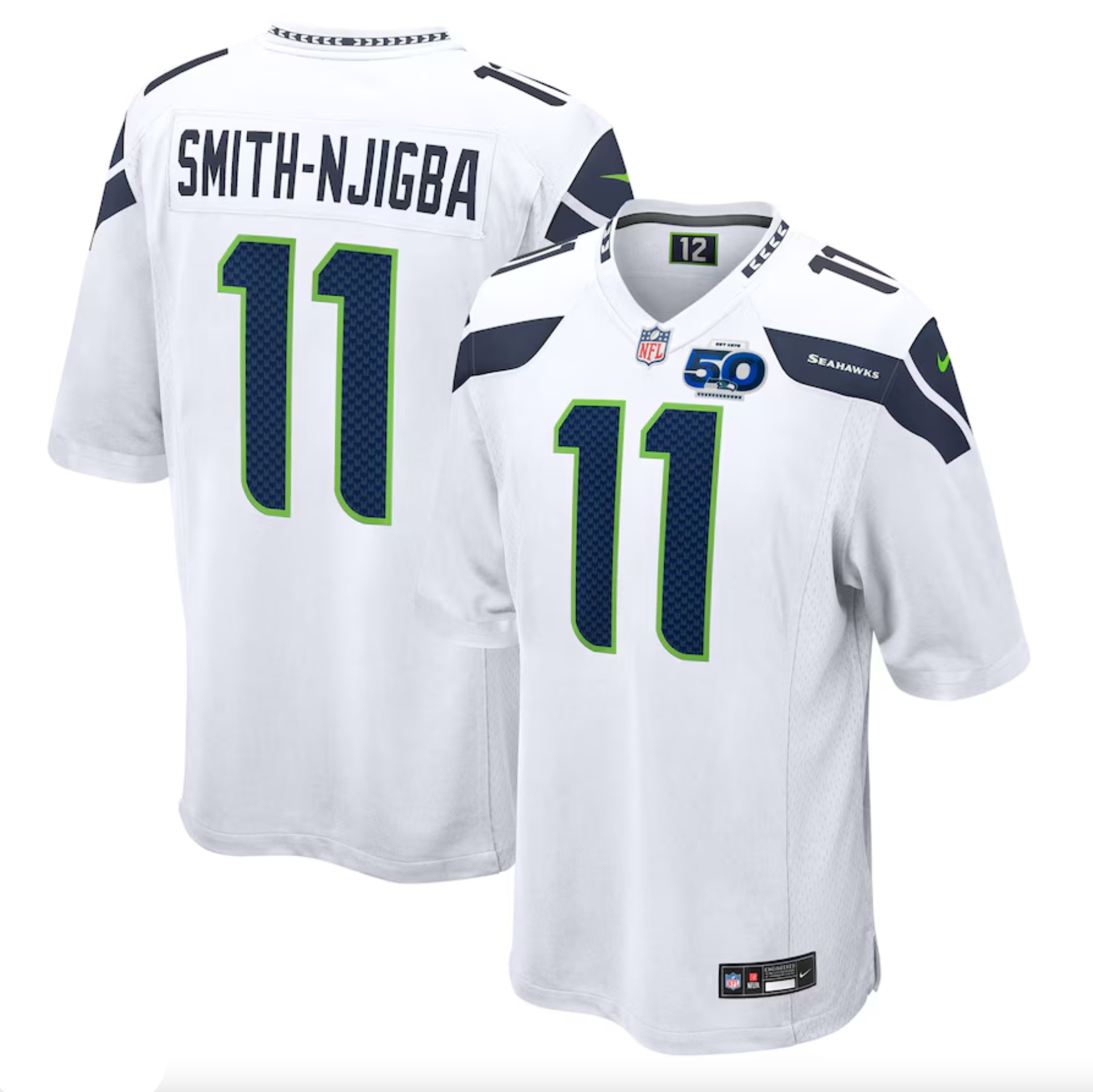 Men's Seattle Seahawks Jaxon Smith-Njigba Nike White 50th Season Game Jersey