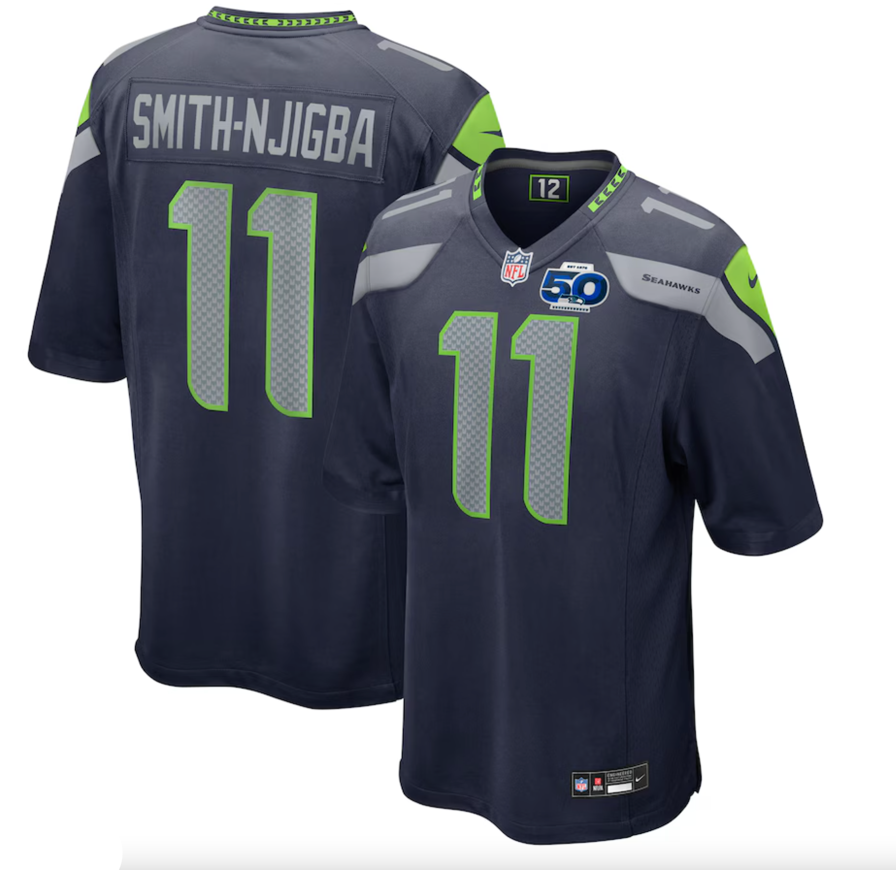 Men's Seattle Seahawks Jaxon Smith-Njigba Nike College Navy Team 50th Season Game Jersey