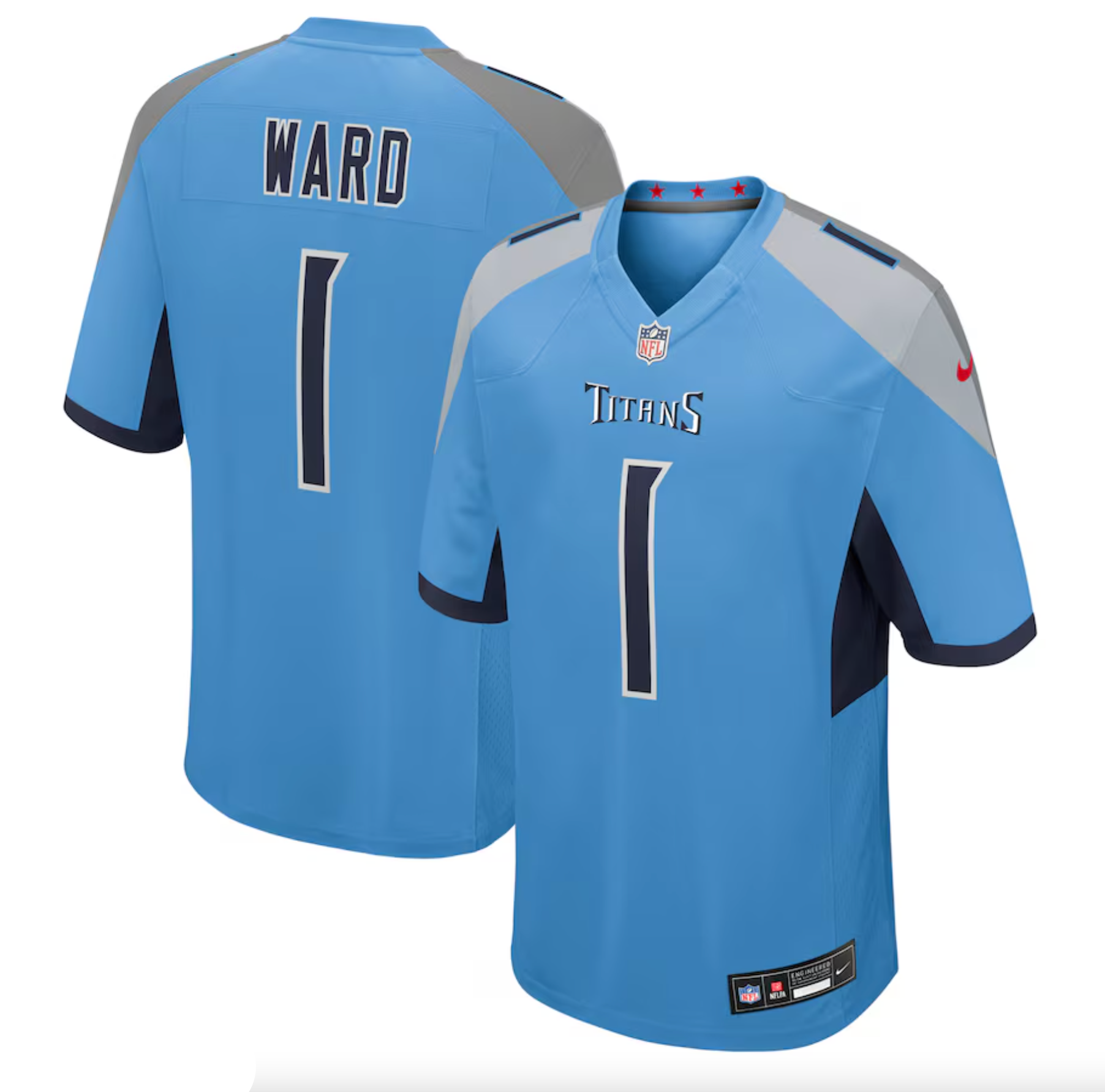 Men's Tennessee Titans Cameron Ward Nike Light Blue 2025 NFL Draft First Round Pick Game Jersey