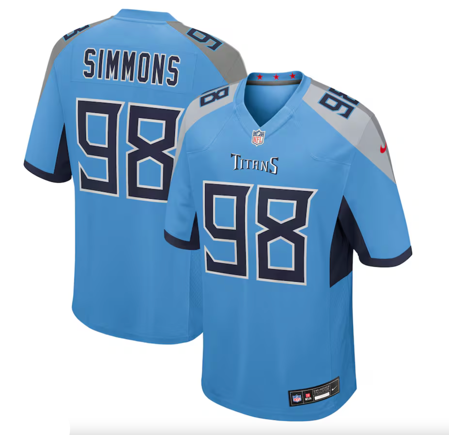 Men's Tennessee Titans Jeffery Simmons Nike Light Blue Team Game Jersey