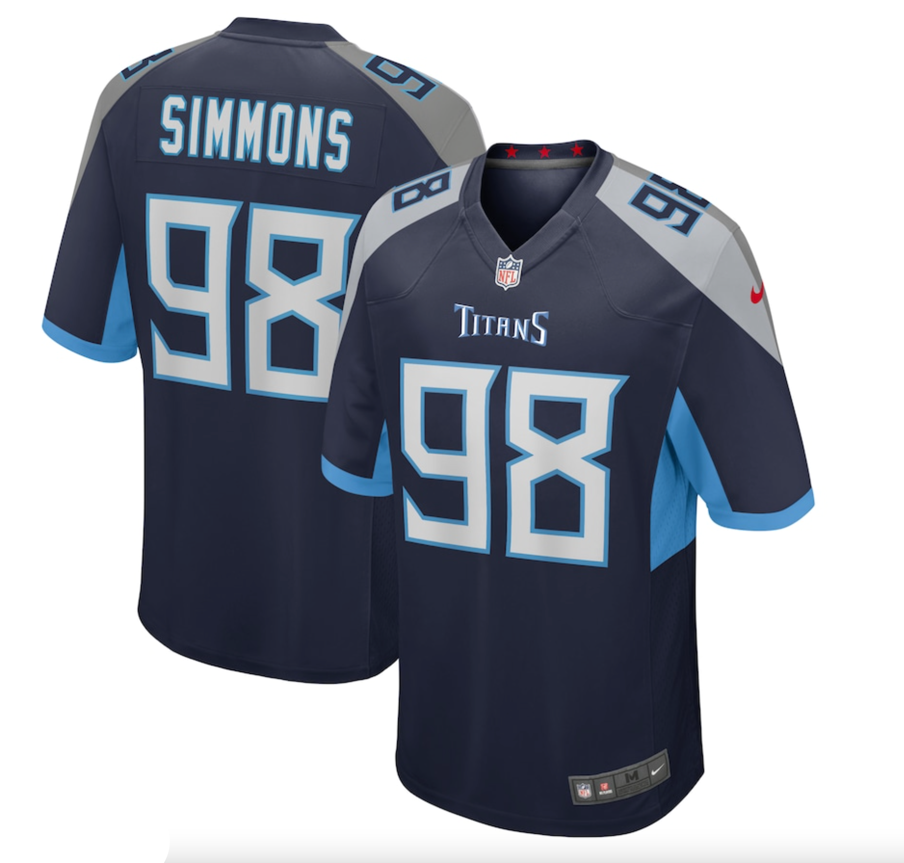 Men's Tennessee Titans Jeffery Simmons Nike Navy Game Jersey