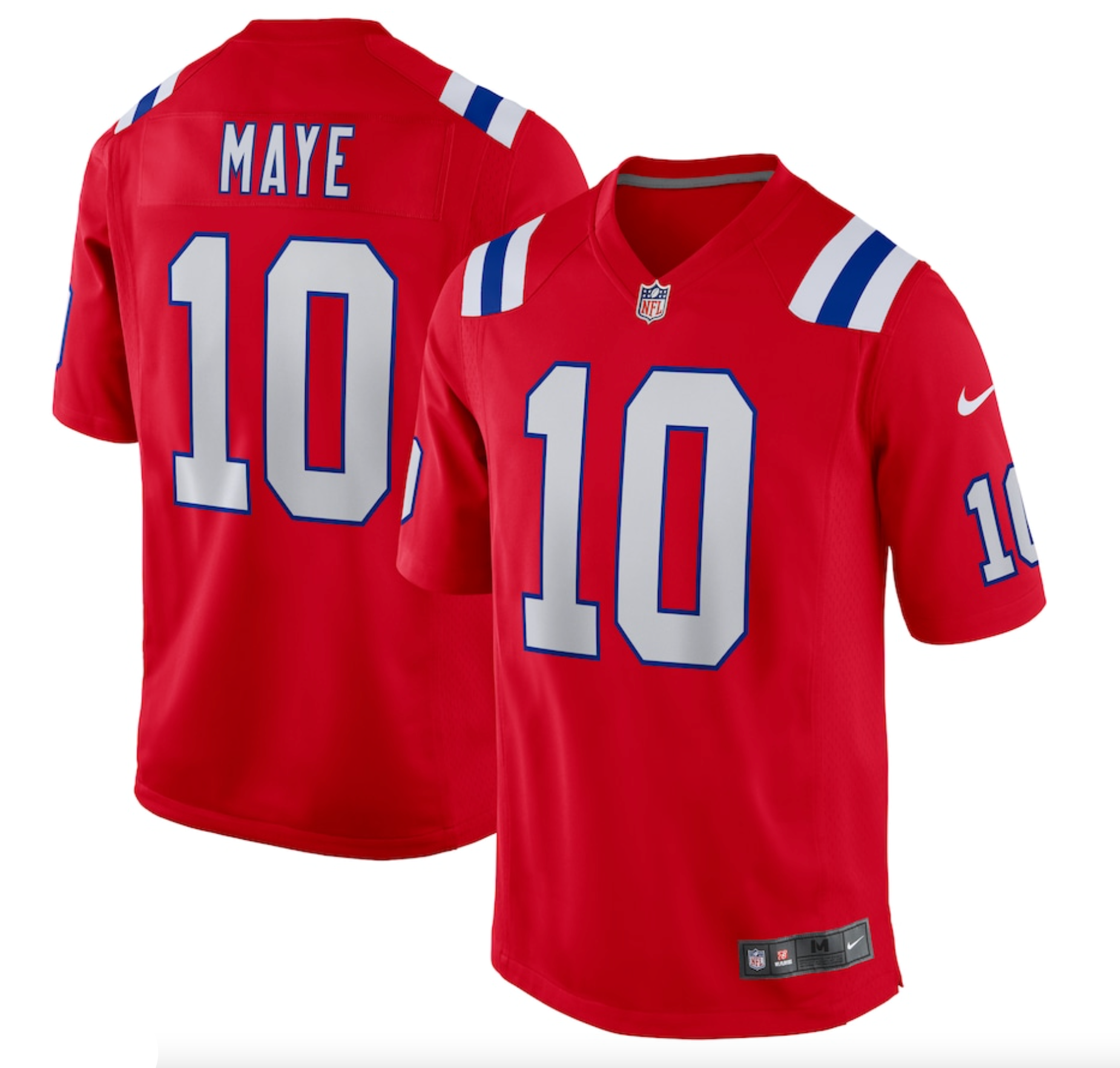 Men's New England Patriots Drake Maye Nike Red Player Game Jersey