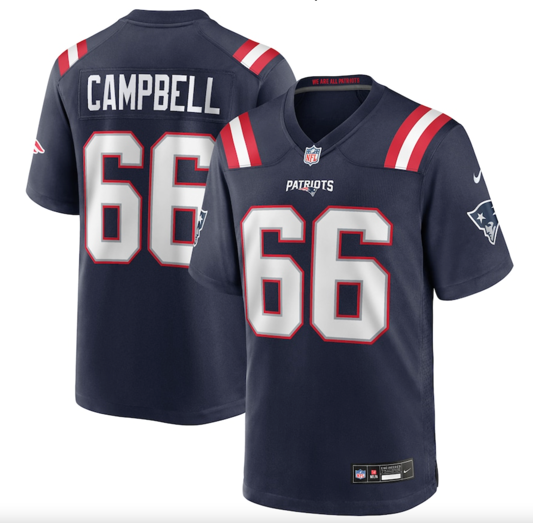 Men's New England Patriots Will Campbell Nike Navy 2025 NFL Draft First Round Pick Game Jersey