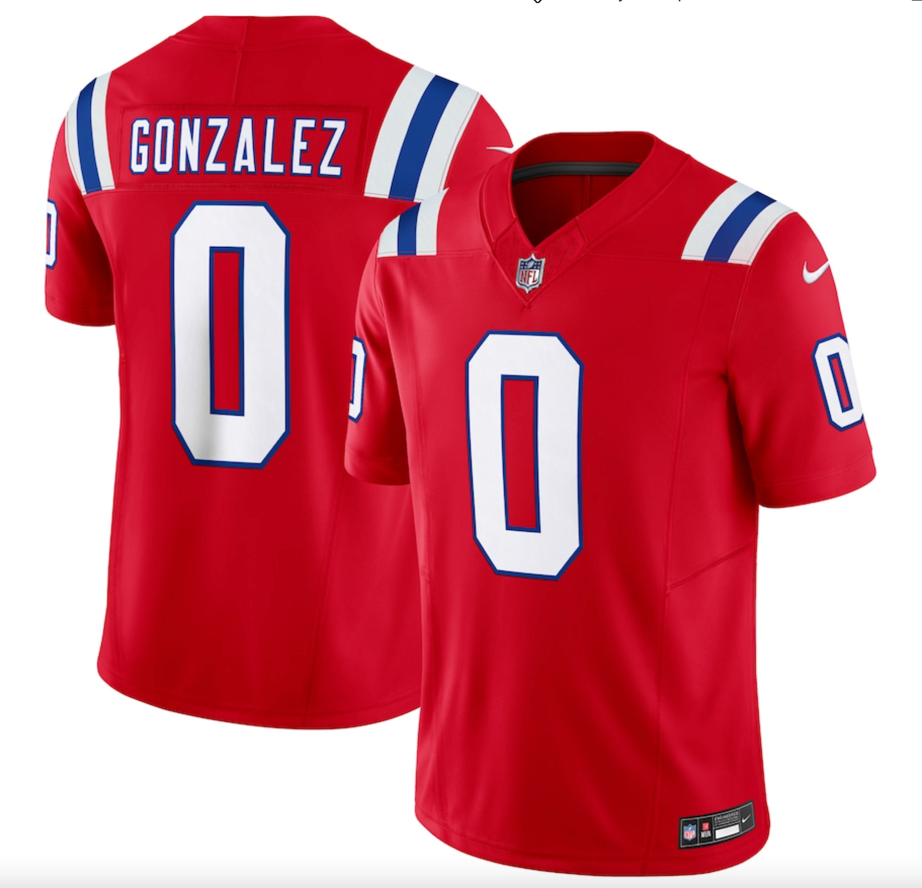Men's New England Patriots Christian Gonzalez Nike Red Alternate Vapor F.U.S.E. Limited Jersey